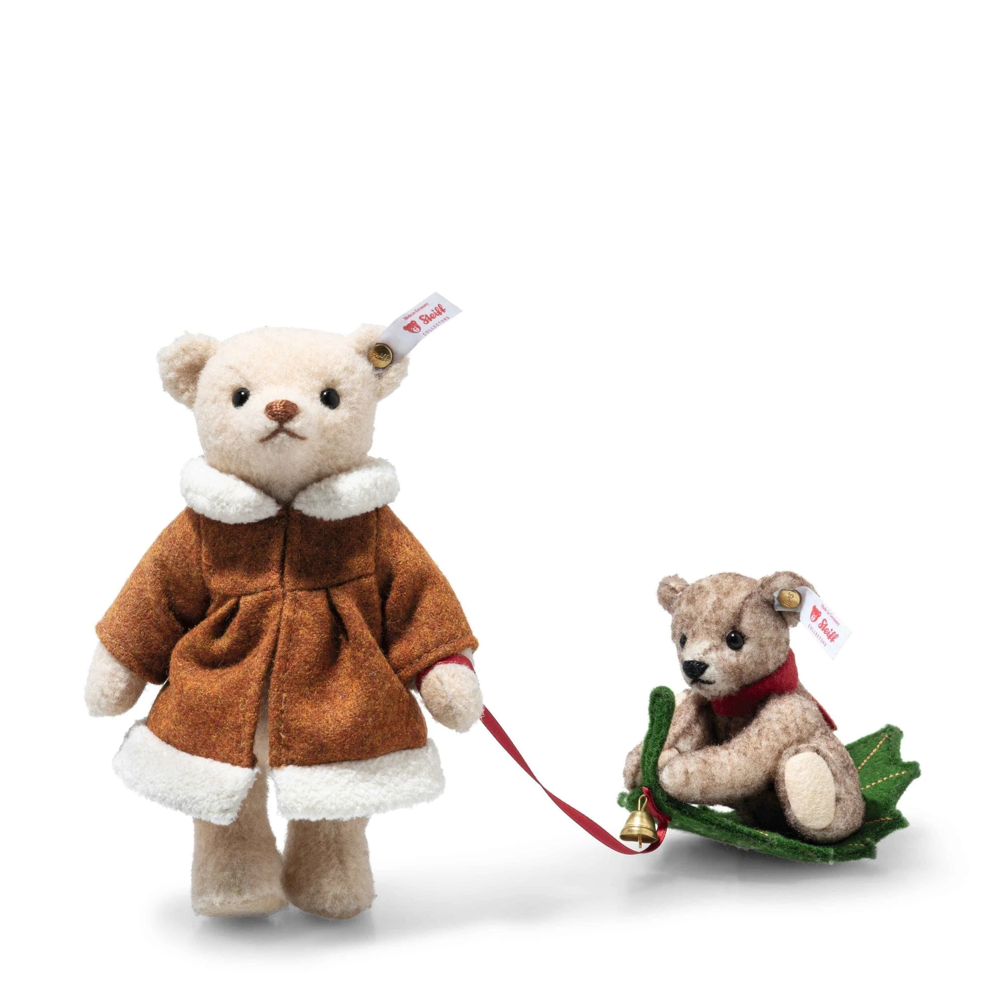 Mama Teddy Bear With Child On Holly Express