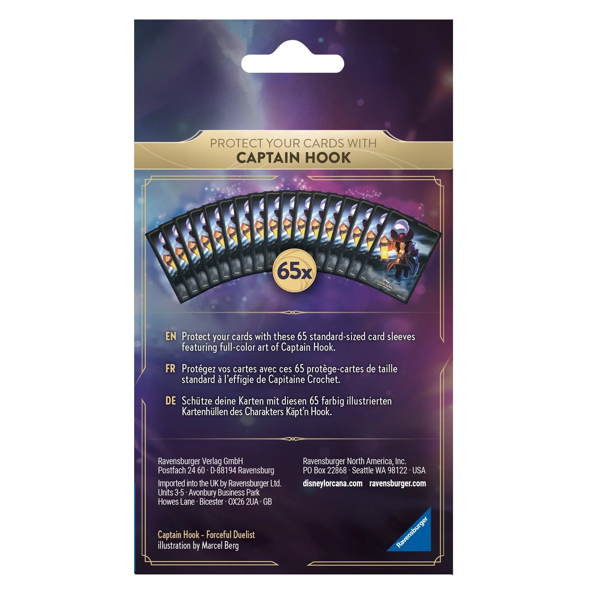 Disney Lorcana Card Sleeve Captain Hook (65 Sleeves) - Image 3
