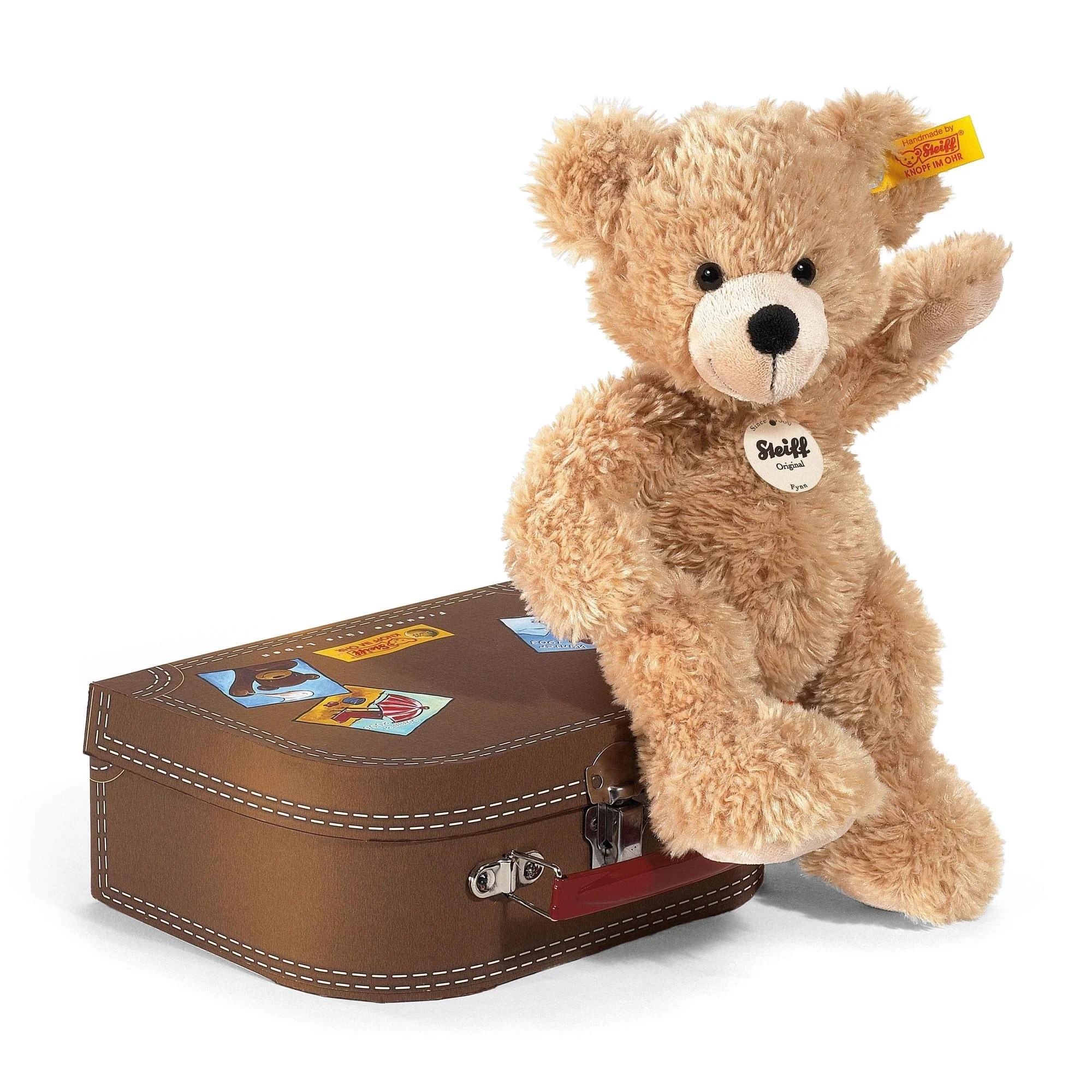 Fynn Teddy bear in brown suitcase