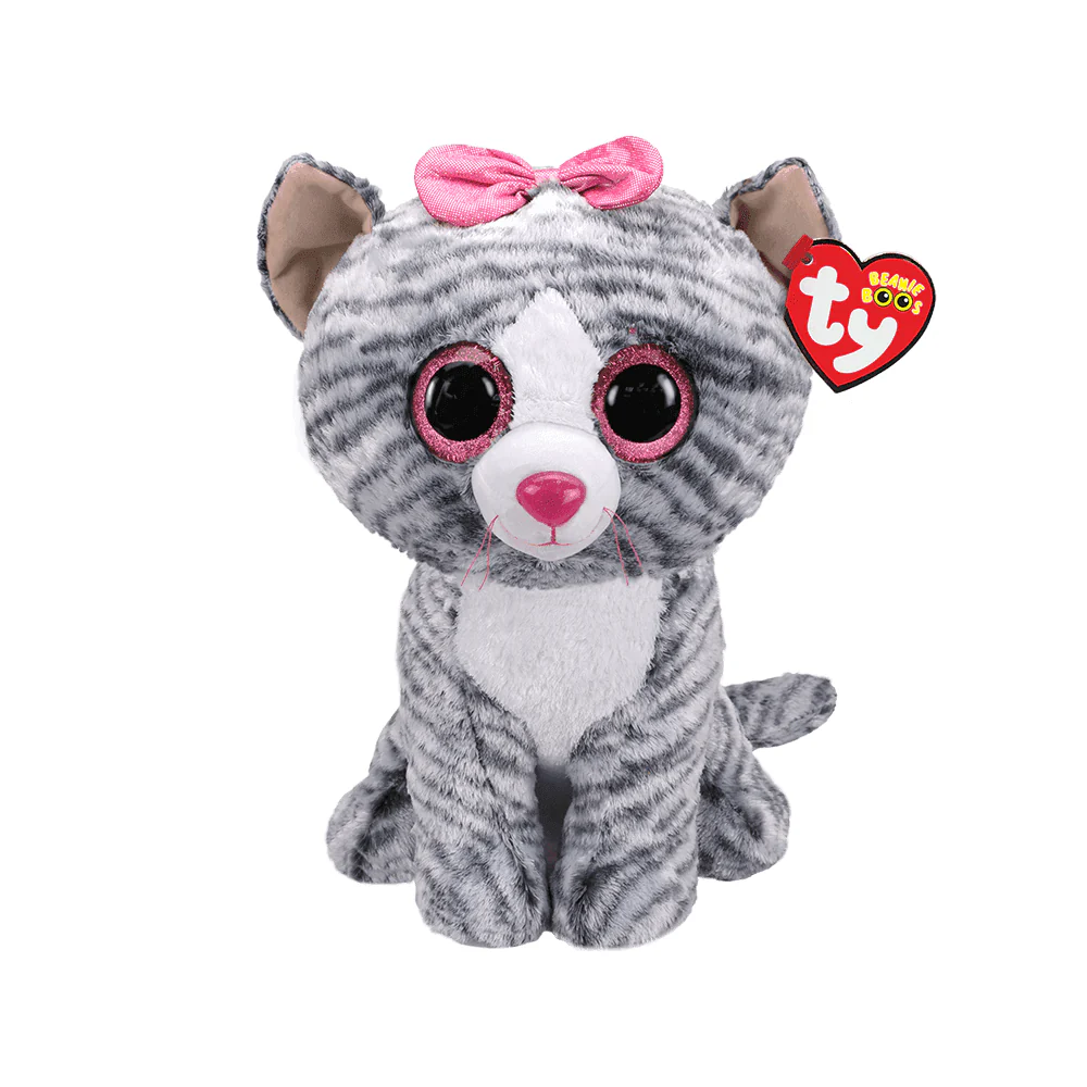 Ty Large Beanie Boo - Kiki Grey Striped Cat