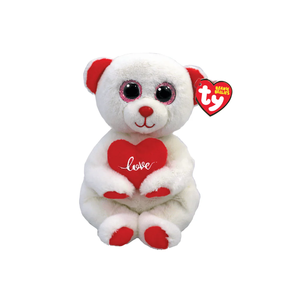 Beanie Bellies: Desi White Bear Valentines 2023