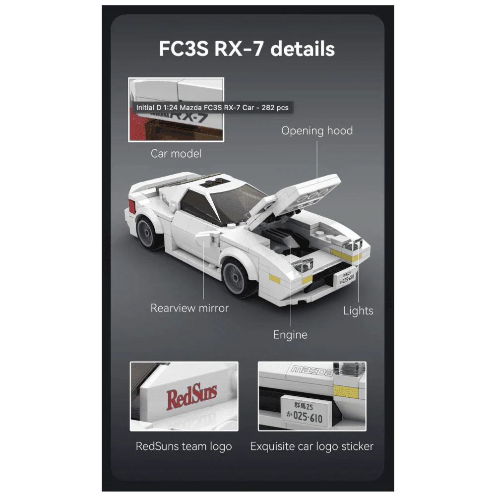 Initial D 1:24 Mazda FC3S RX-7 Car - 282 pcs - Image 2