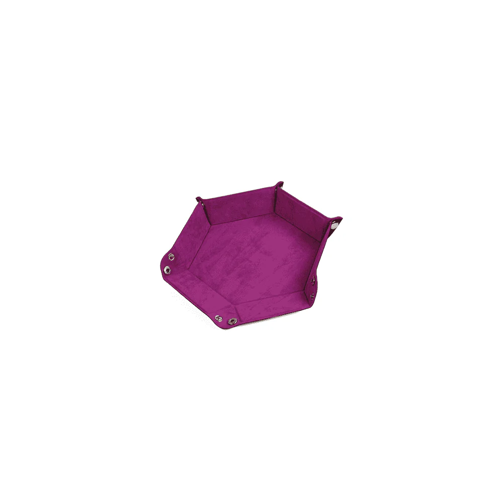 Leatherette and Velvet Dice Tray (Magenta Hex)
