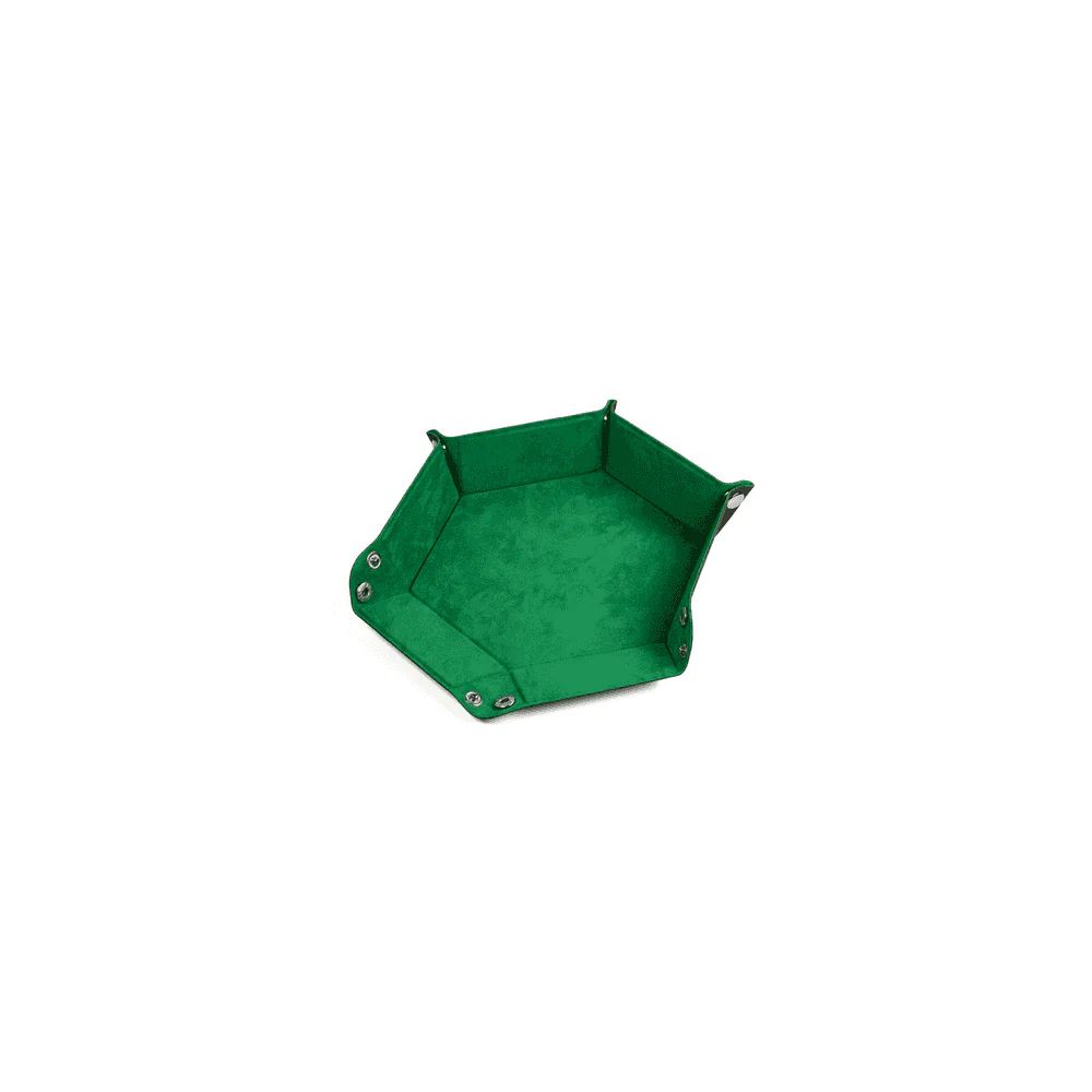 Leatherette and Velvet Dice Tray (Emerald Hex)