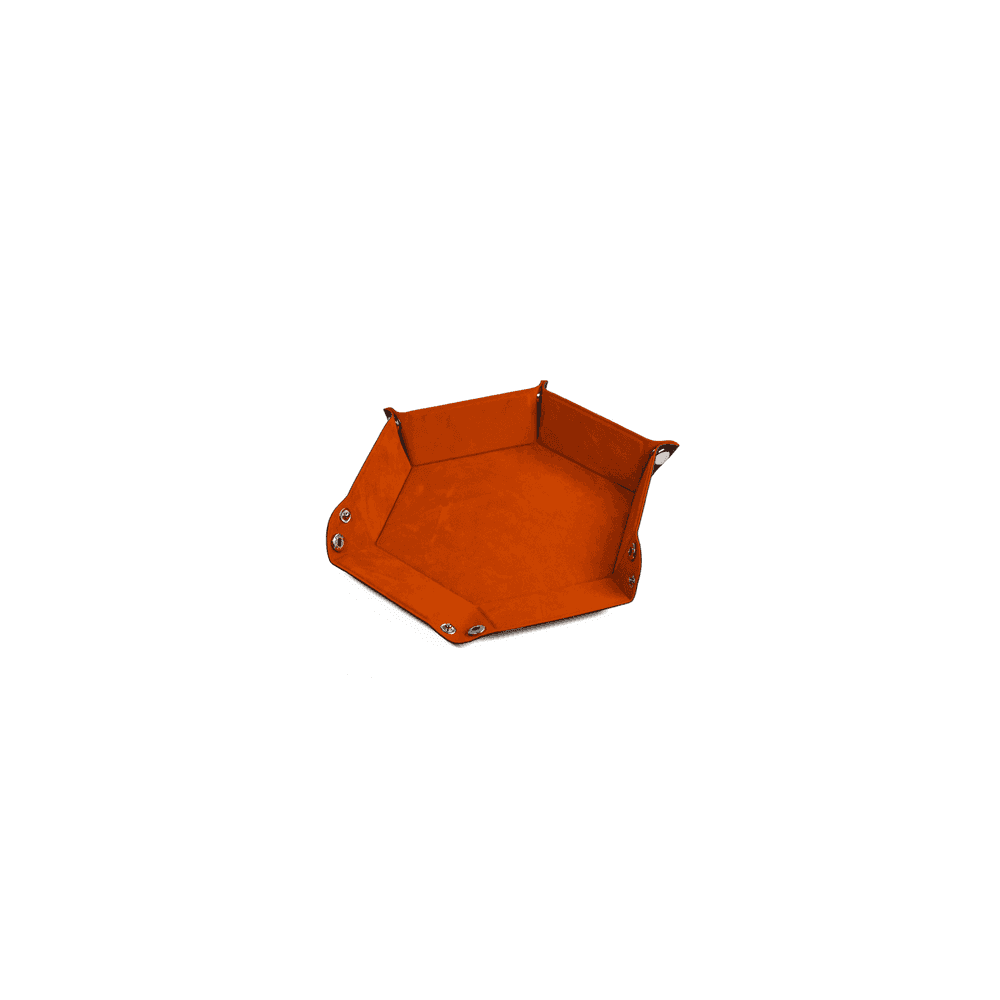 Leatherette and Velvet Dice Tray (Orange Hex)