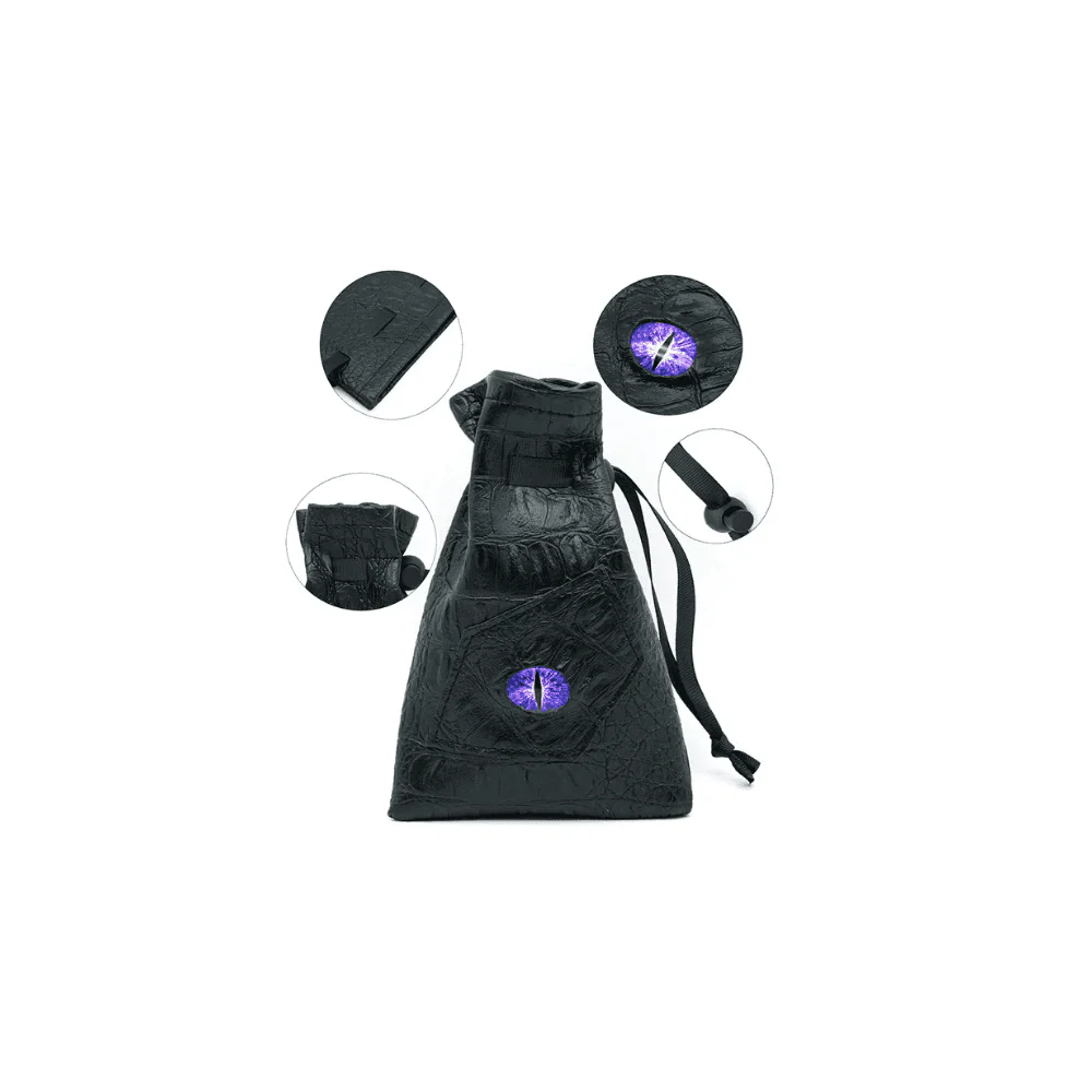 Black Leatherette Dark Mage Eye Dice Bag - Image 2