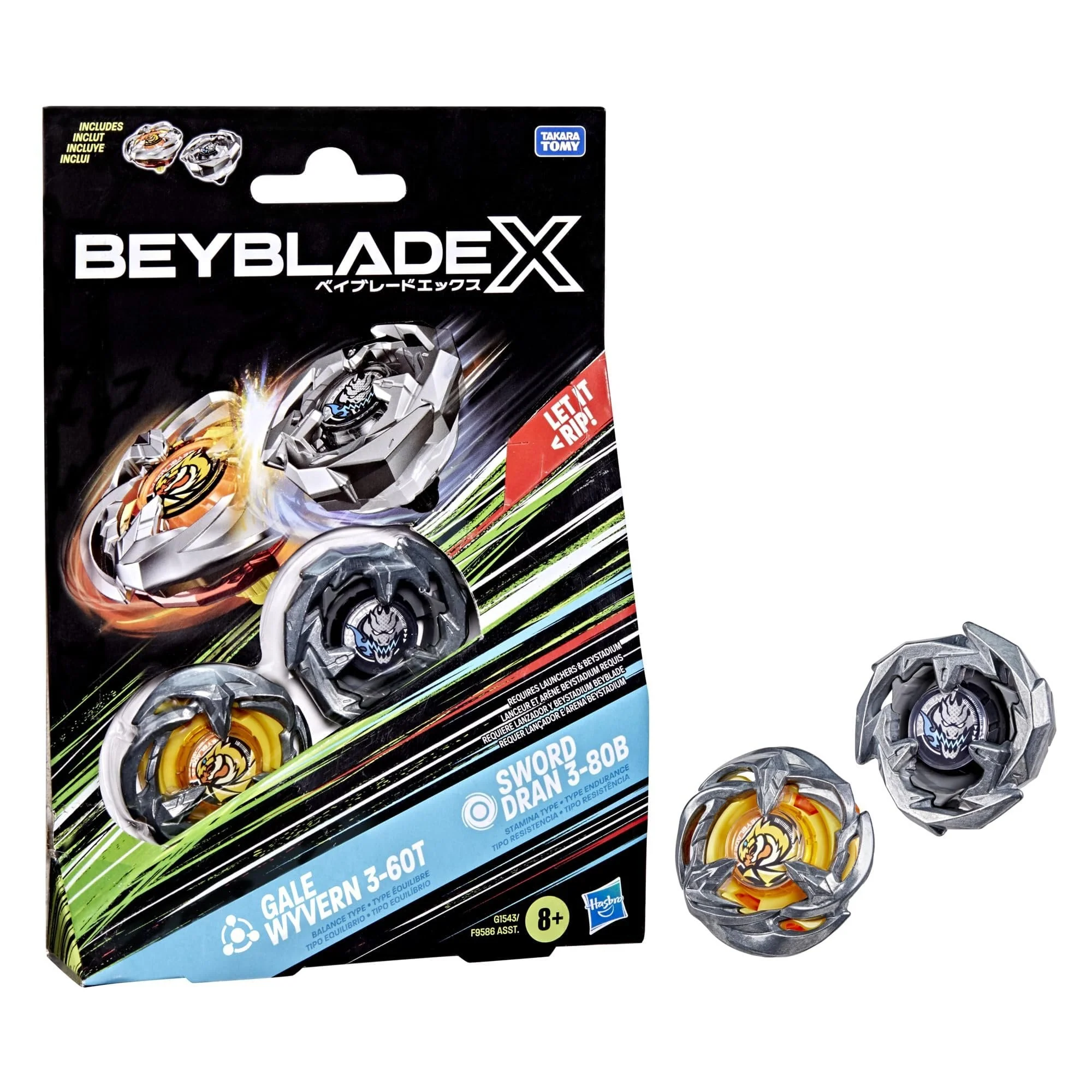 Beyblade X Gale Wyvern 3-60T & Sword Dran 3-80B Dual Pack Set