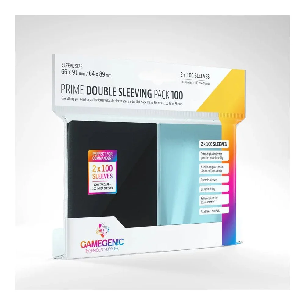 Gamegenic Prime Double Sleeving Pack 100 - Clear & Black (2 x 100ct.)