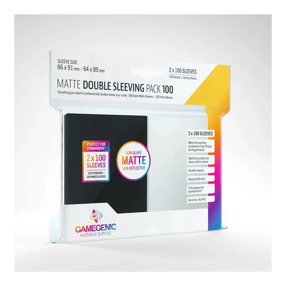 Gamegenic Matte Double Sleeving Pack 100 - Clear & Black (2 x 100ct.)