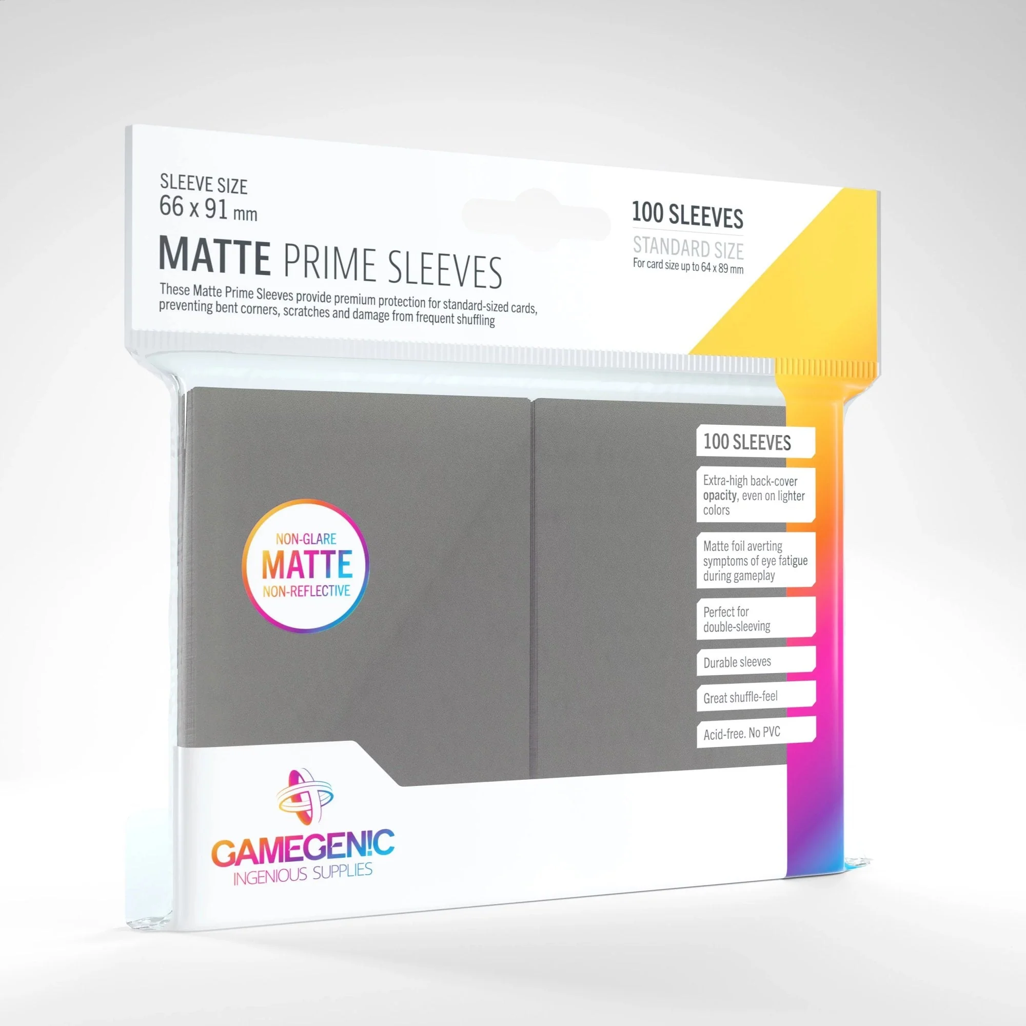 Gamegenic Matte Prime Sleeves Dark Gray (100 ct.)