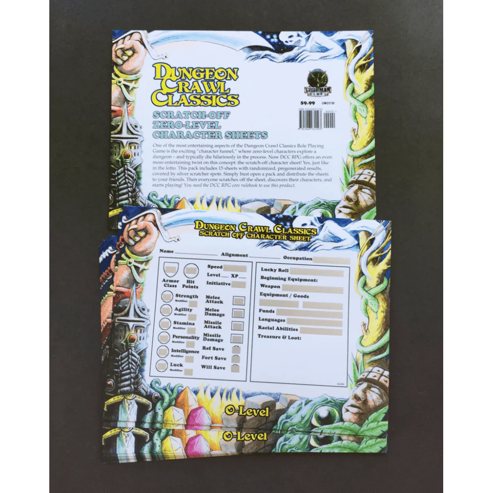 Dungeon Crawl Classics Scratch-Off Zero-Level Character Sheets