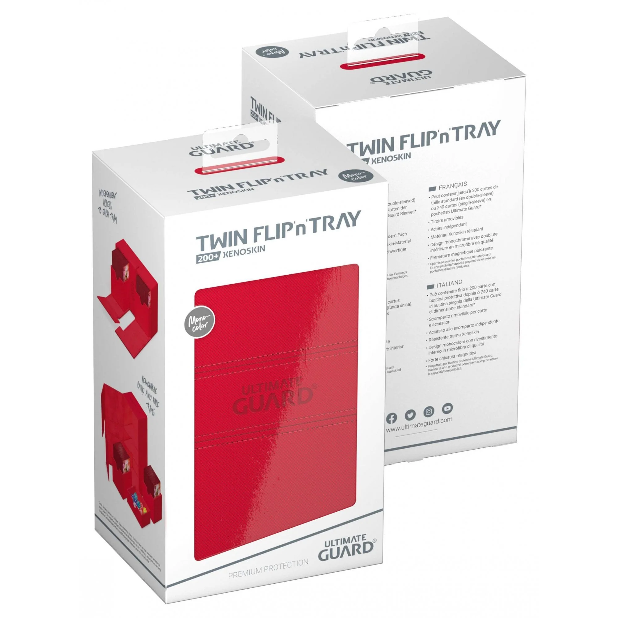 Ultimate Guard Twin Flip`n`Tray 200+ XenoSkin Monocolor Red