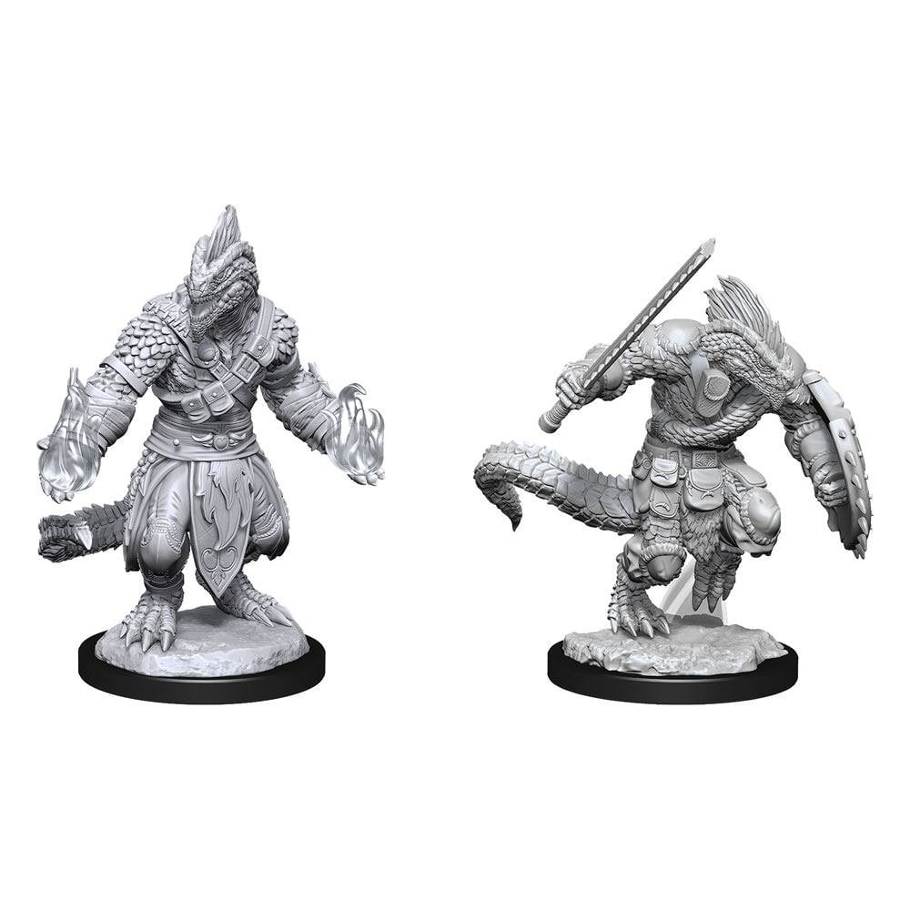 Lizardfolk Barbarian & Lizardfolk Cleric: D&D Nolzur's Marvelous Unpainted Miniatures (W15)