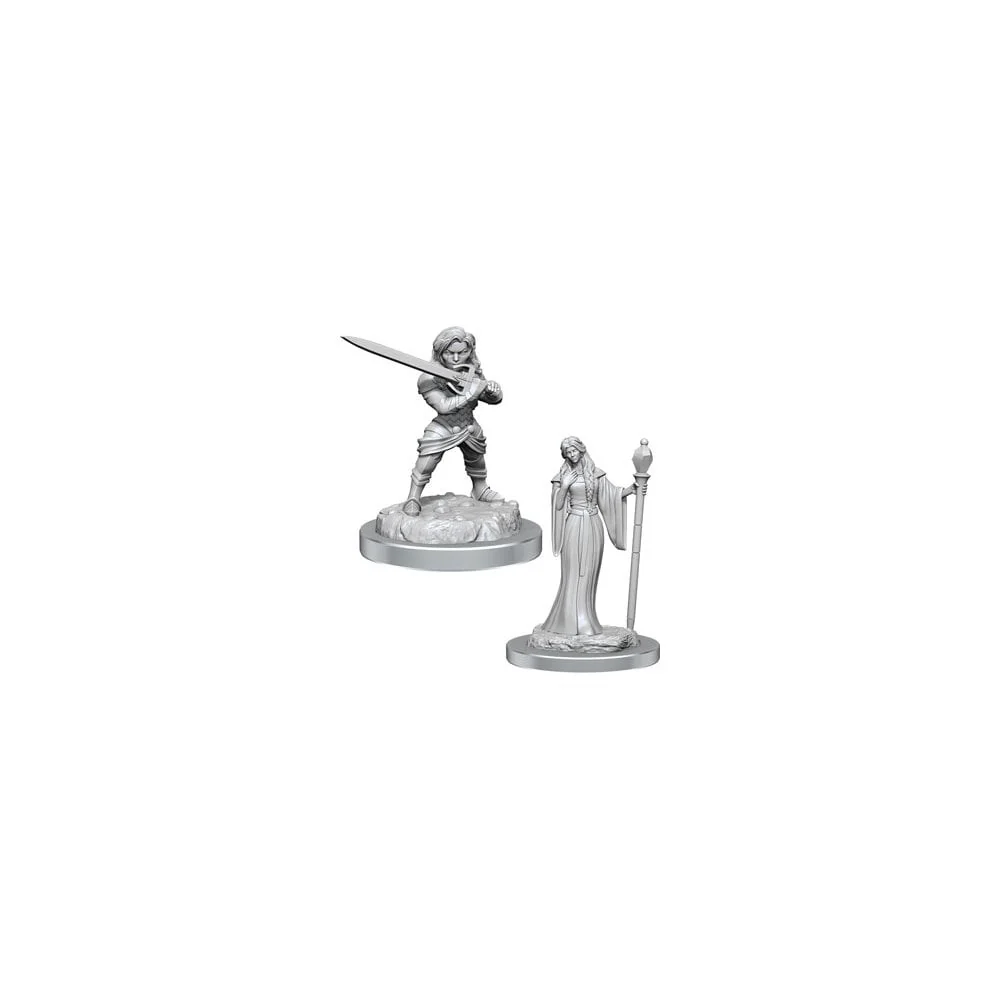 Critical Role Unpainted Miniatures Human Wizard Female & Halfling Holy Warrior Female